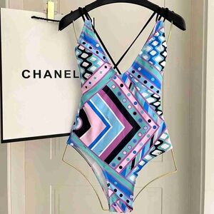 Emilio Pucci Geometric Bikini - Blue, Pink, Black